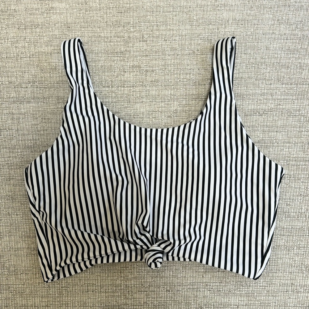 Black and White Striped Zaful Bikini Top - Size US 6